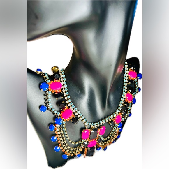 ALDO Statement Necklace with Mixed Gemstones and Rhinestones in Gold Base Tone - Picture 6 of 9